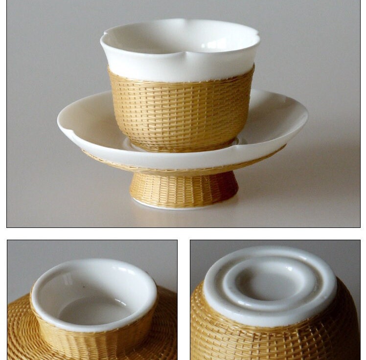 This is a bamboo woven teacup.this is a ceramic teacup