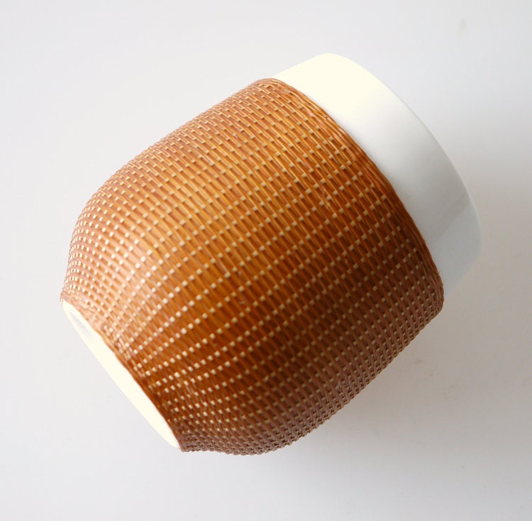 This is a bamboo woven teacup.this is a ceramic teacup