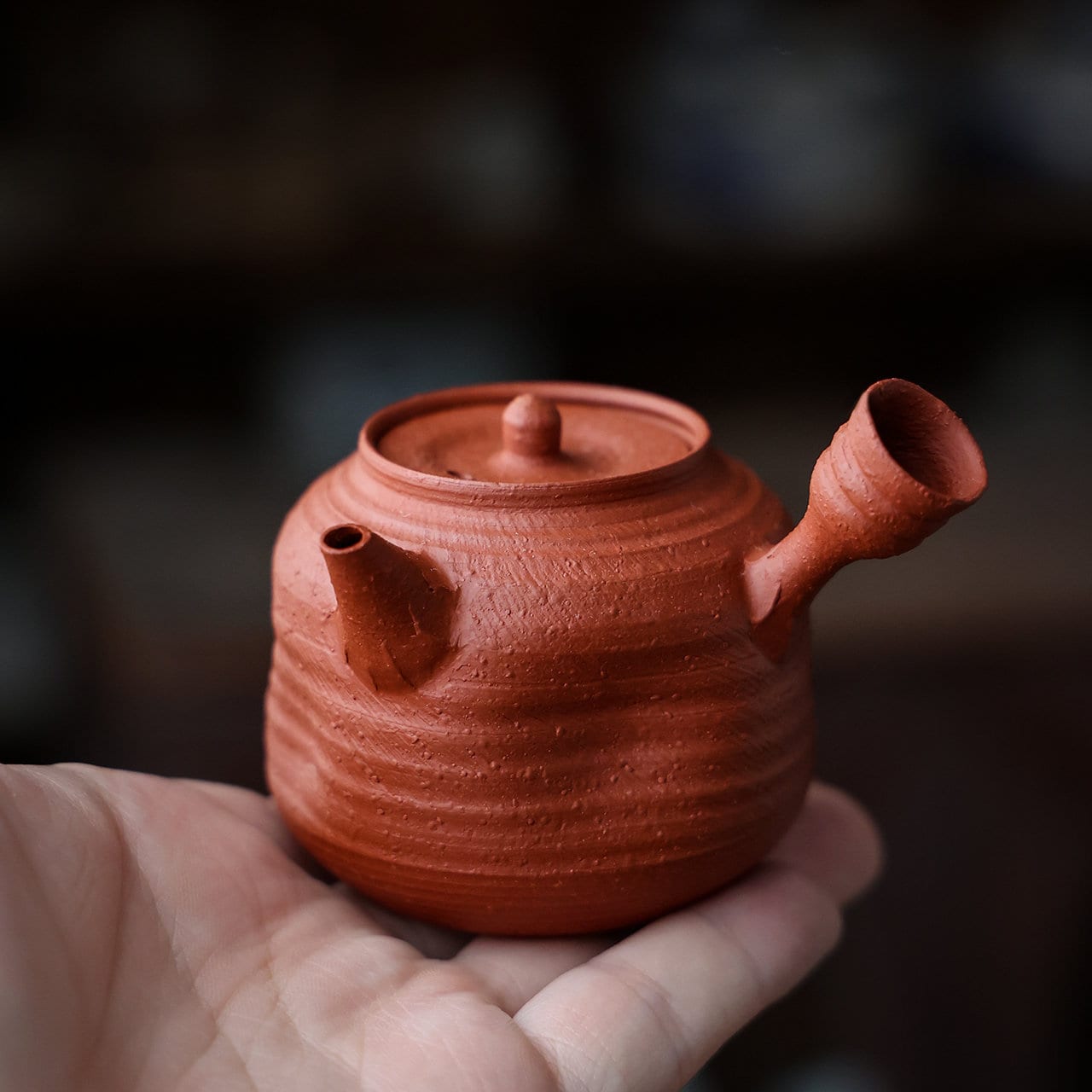 This is a Chaozhou side handle teapot.this is Chaozhou red clay zhuni teapot