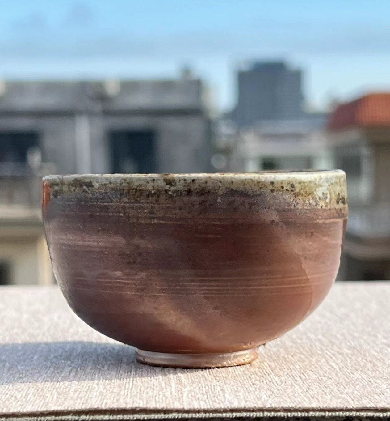 This is a woodfired pottery teacup