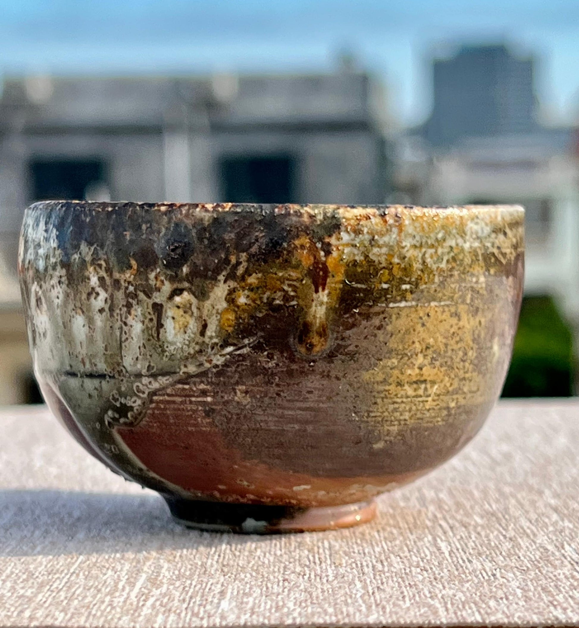 This is a woodfired pottery teacup