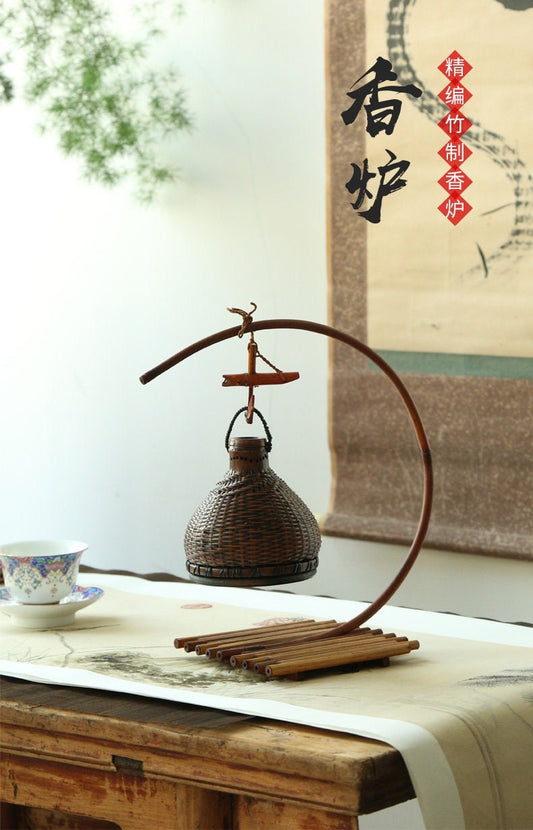 This is a bamboo weaving incense holder incense burner