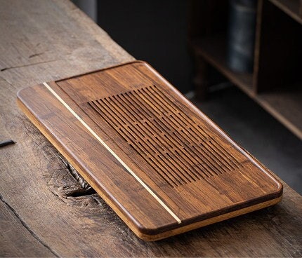 Bamboo Tea Tray Tea water Storage  Large Drainage Dry Large Waterproof Tea Table Wet Tea Tray Tea Drainer