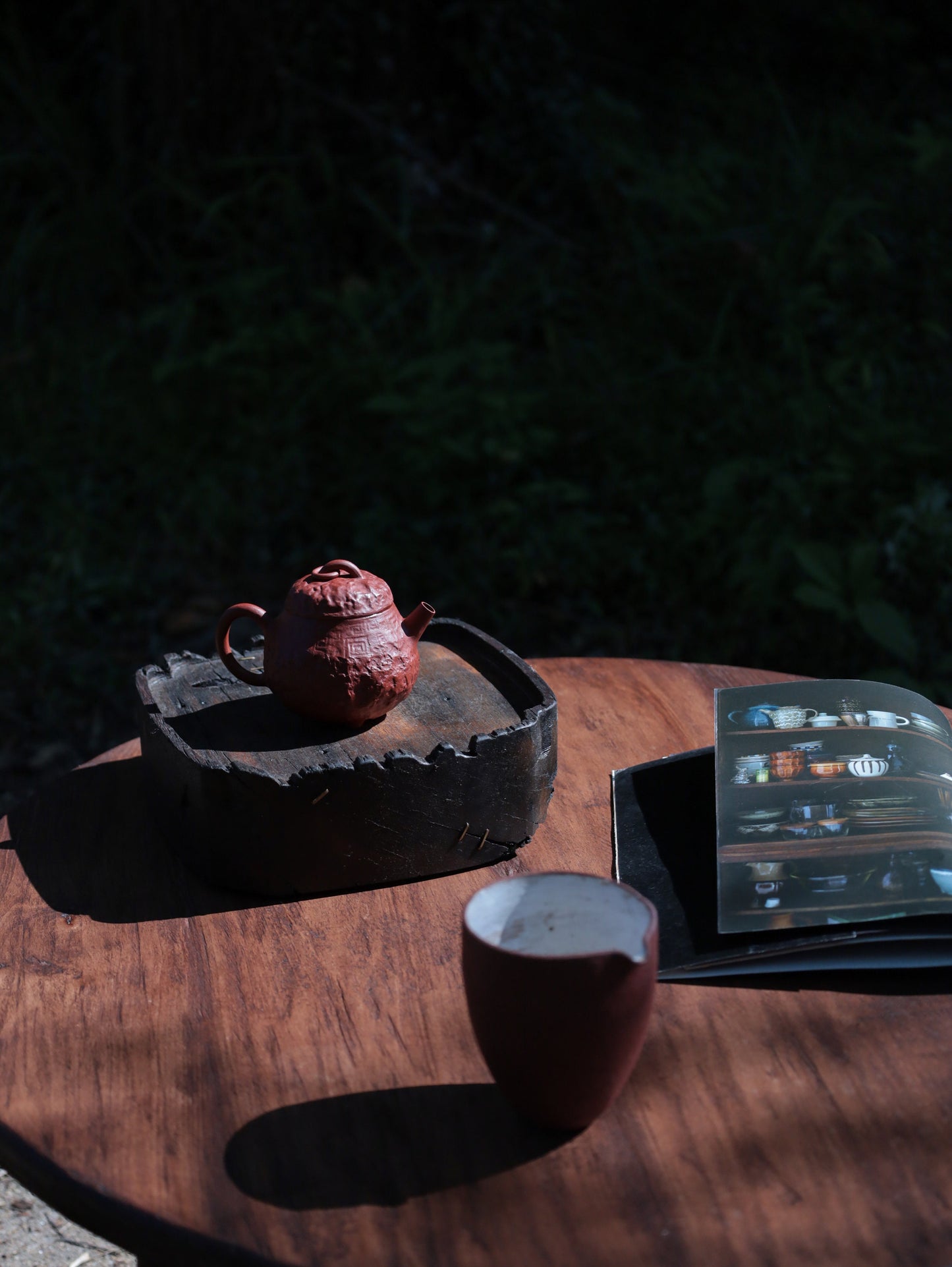 This is a purple clay teapot