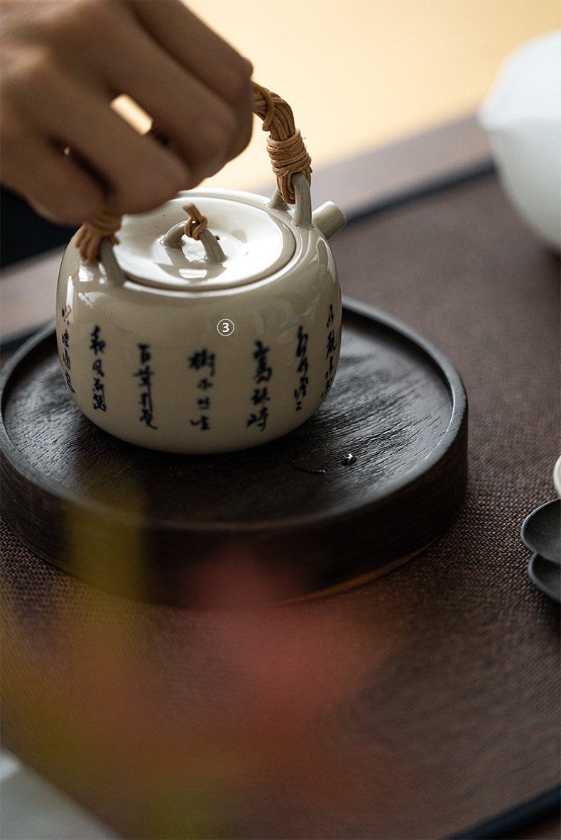 Wood Tea Tray Handcrafted Original Round Black Ebony Tea Boat Mini Tea Table