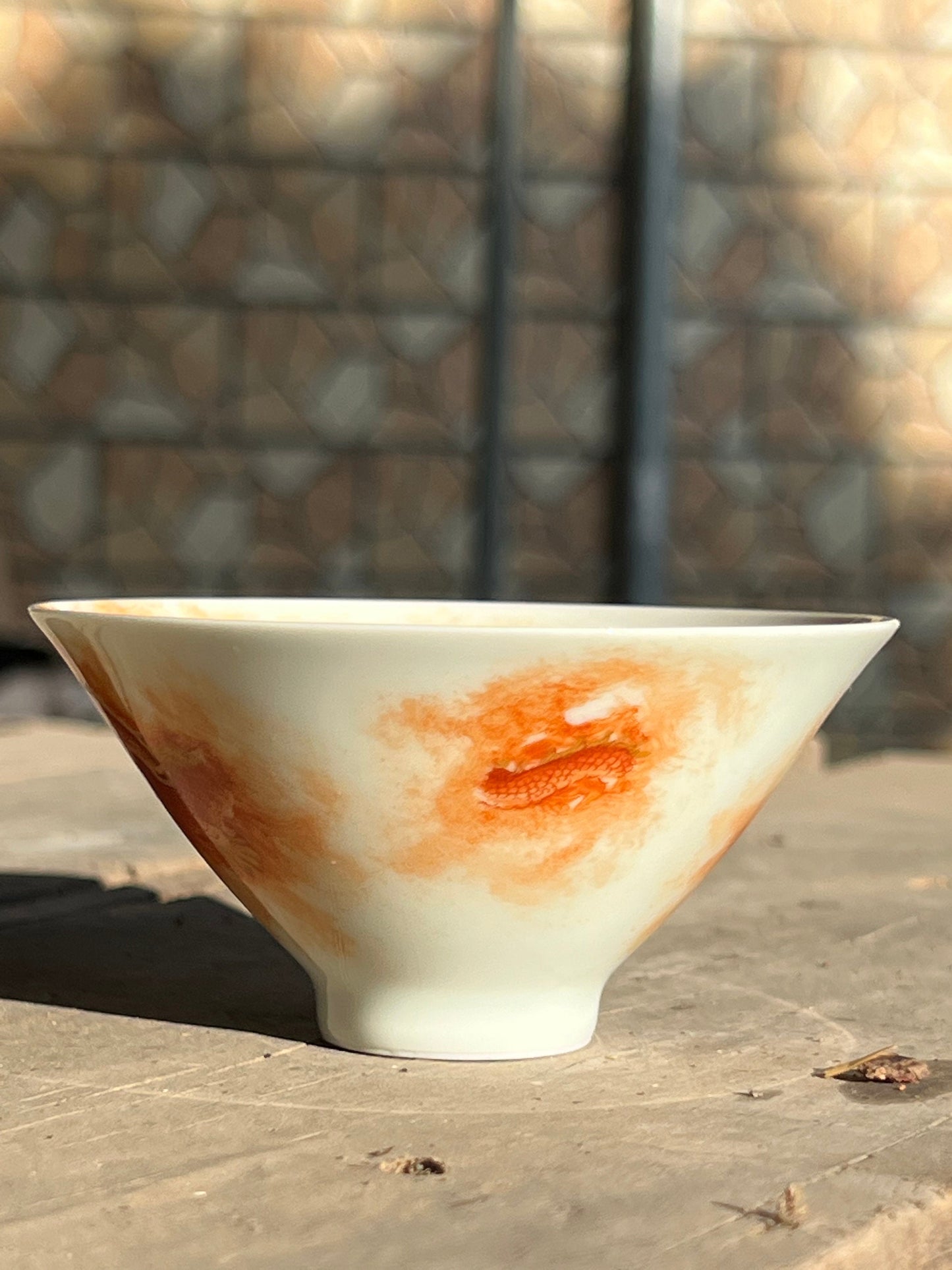 this is a Chinese Jingdezhen alum red dragon teacup.this is a ceramic teacup