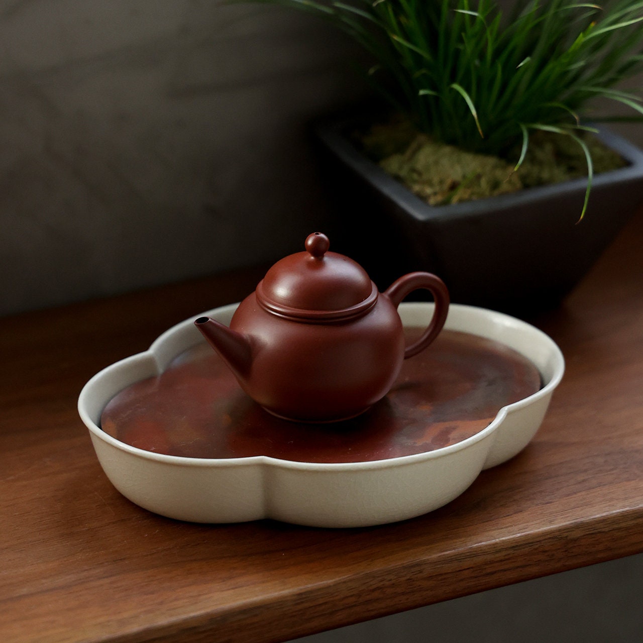 Tea Tray Purple Copper Handforging Ceramic Tea Boat Chaozhou Chinese Master Pottery Ceramic Tea Basin