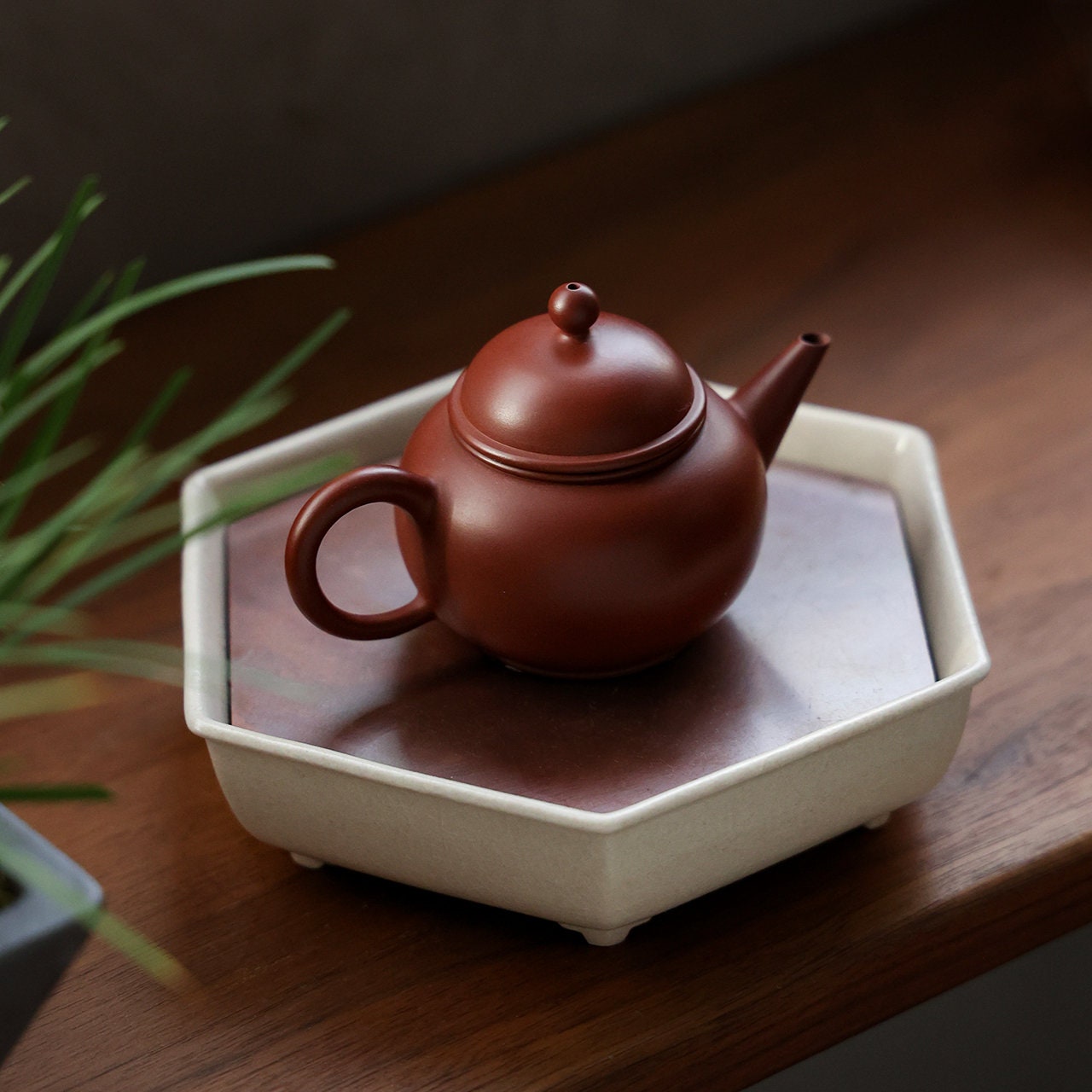 Tea Tray Purple Copper Handforging Ceramic Tea Boat Chaozhou Chinese Master Pottery Ceramic Tea Basin