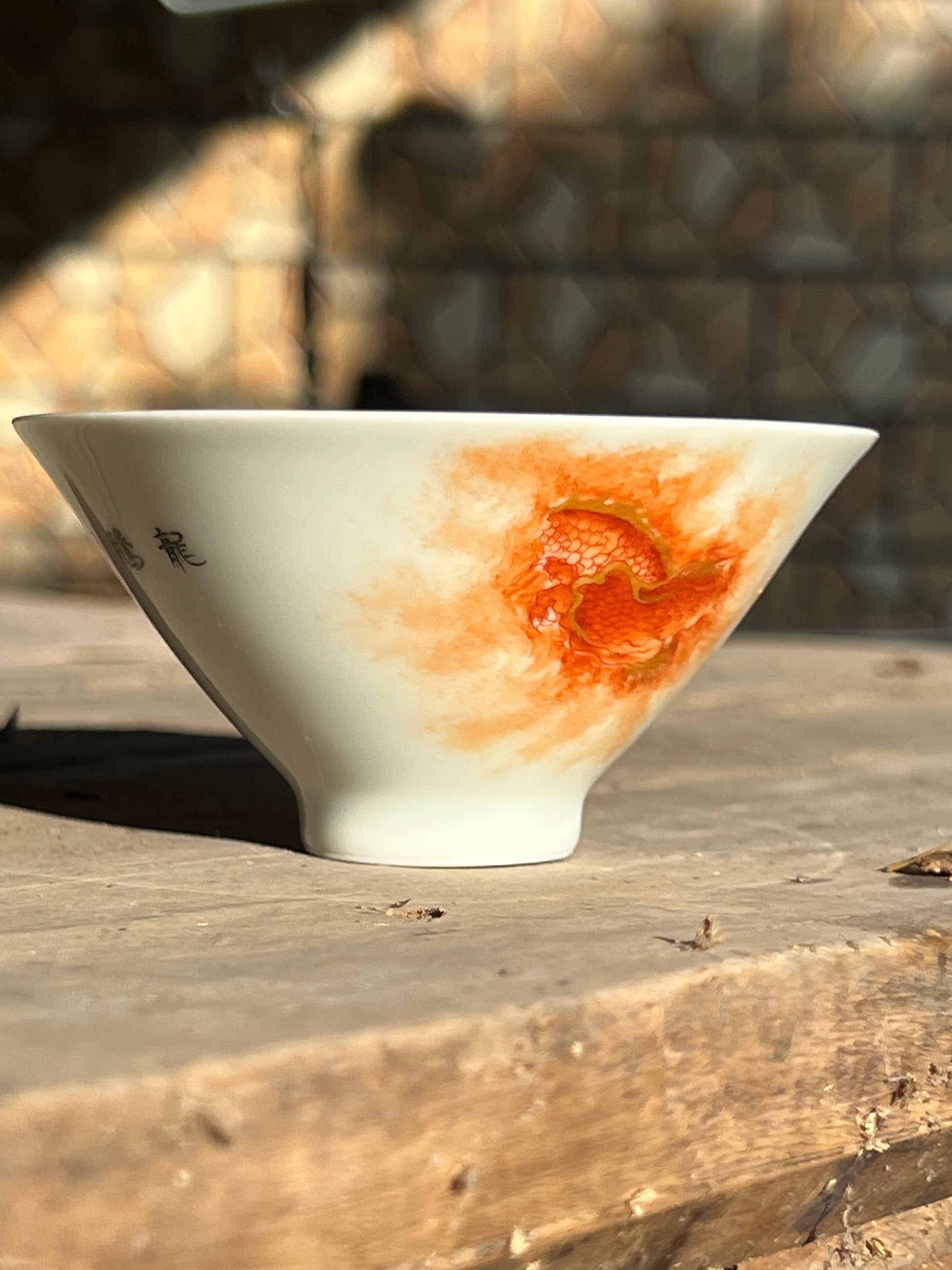 this is a Chinese Jingdezhen alum red dragon teacup.this is a ceramic teacup