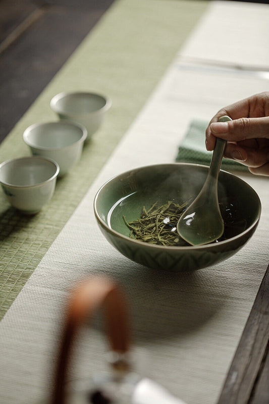 Celadon bowl tea set kung fu tea set review bowl one person eating tableware food bowl spoon Chinese style